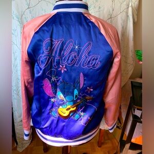 Disney Stitch Satin Aloha Bomber Jacket - Hot Topic